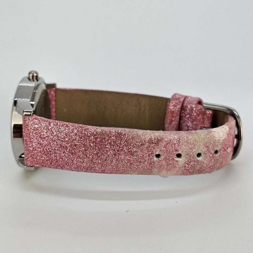 Red Balloon Watch Women 31MM White Dial Pink Leather Bands Up to 6.5